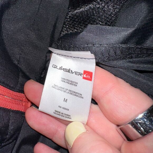 Quiksilver Medium Black Full Zipper Hooded Long Sleeve Wind Breaker Jacket NWT - Picture 5 of 8